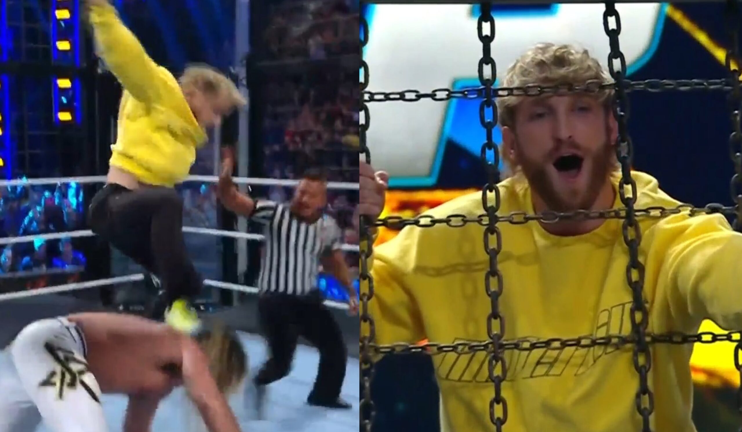 Logan Paul attacks Seth Rollins | WWE Elimination Chamber 2023 ...