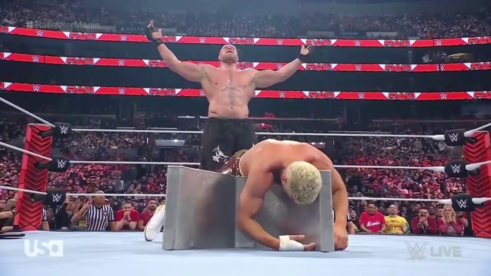 Brock Lesnar Destroys Cody Rhodes WWE RAW WrestlingMania Fan