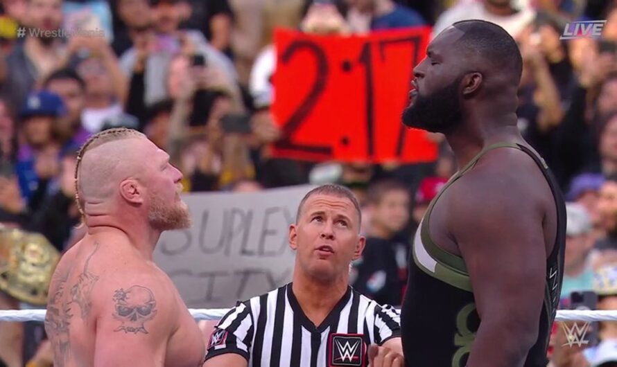 Brock Lesnar was pleased with Omos’ performance at WrestleMania 39